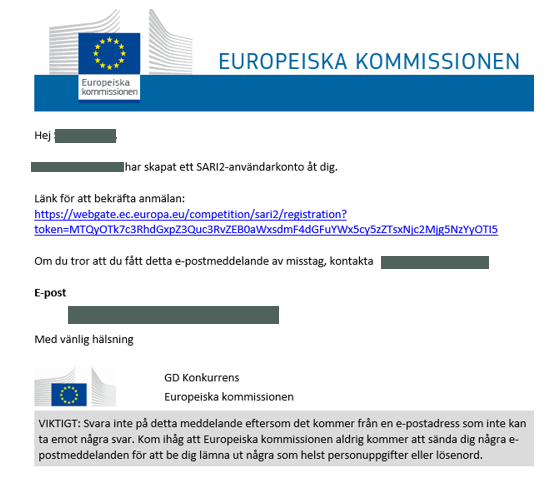 E-postmeddelande från EU-kommissionen.